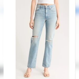 NWT SLVRLAKE Stella Alabama Shake Straight Leg High Waisted Distressed Jeans